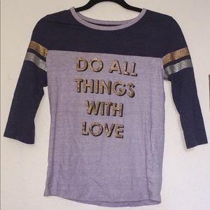 Purple “do all things with love” shirt